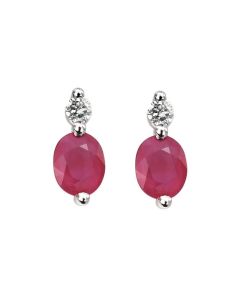 9ct White Gold Ruby/Diamond Earrings