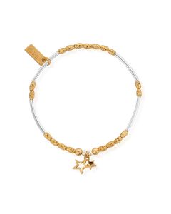 ChloBo Gold And Silver Double Star Bracelet GMBMNSR1128