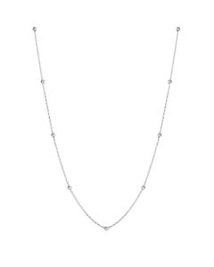 9ct White Gold Fine Chain and Ball Necklace