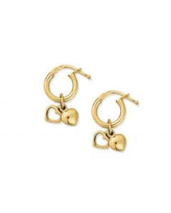 Chlobo gold plated double heart Small Hoop Earrings