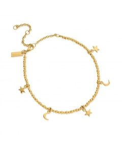 Chlobo Gold Mini Cute Moon & Stars Anklet