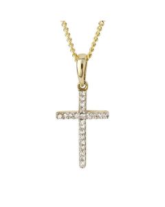 9ct Yellow Gold Diamond Set Cross