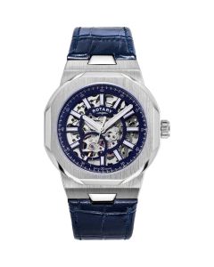 Rotary Mens Regent Skeleton Automatic With Blue Dial