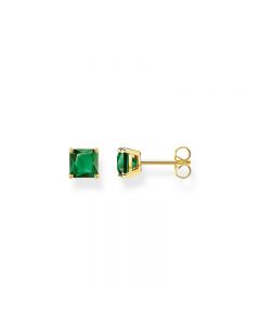 Thomas Sabo Square earstuds with green stones