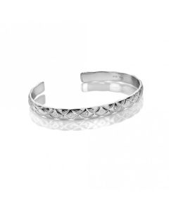 Hot Diamonds Sterling Silver Ladies Diamond Quilted Torque Bangle