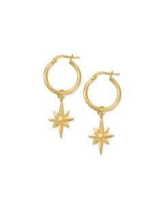 ChloBo Lucky Star Hoop Earrings in Gold Plating