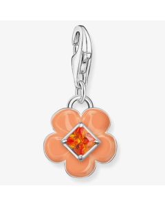 Thomas Sabo Silver Orange Cold Enamel & Cubic Zirconia Flower Charm