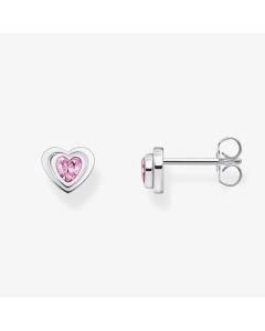 Thomas Sabo Silver Pink Cubic Zirconia Heart Stud Earrings