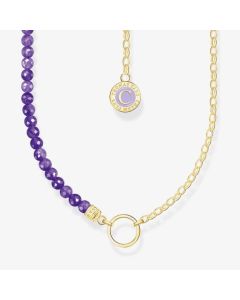 Thomas Sabo Gold Plated Member Charm Violet Bead Necklace