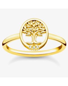 Thomas Sabo 18ct Gold Plated & Cubic Zirconia Tree of Life Ring