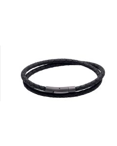Unique & Co Black Double Leather with Gunmetal clasp 21cm