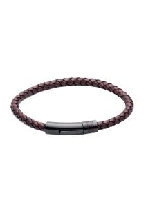 Unique & Co Dark Brown Leather with brown enamel inlay bracelet