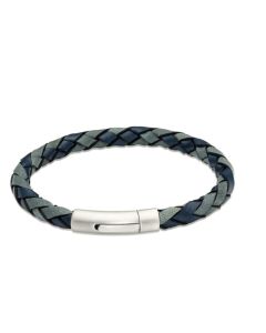 Unique & Co Navy plaited leather bracelet 21cm