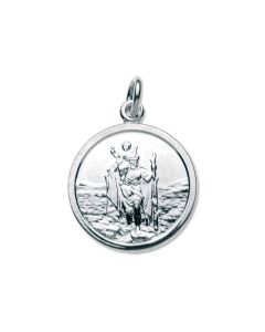 Sterling Silver St. Christopher, Medium Round Pendant