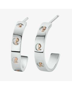 Clogau Ladies Insignia Sterling Silver Slim Half Hoop Earrings