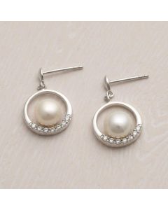 Jersey Pearl Circle Freshwater Pearl Earrings