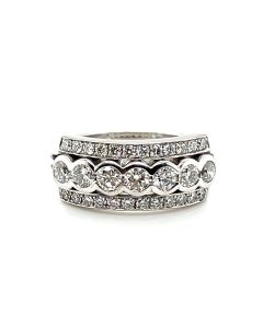 18ct White Gold 1.09ct Diamond Three-Row Ring