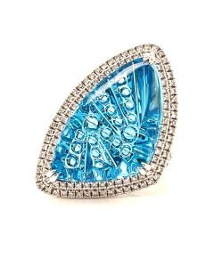 18ct White Gold 22.26ct Topaz and 0.89ct Diamond Cluster Ring