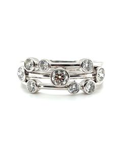 18ct White Gold 0.93ct Diamond Nine-Stones Ring