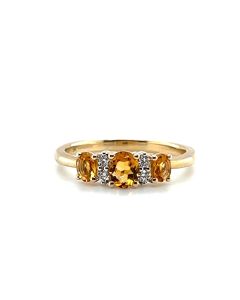 9ct Yellow Gold 0.65ct Citrine and 0.09ct Diamond Cluster Ring