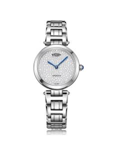 Rotary Ladies Kensington Pave Steel Quartz Watch LB05190/33