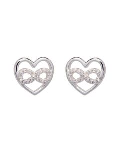 Unique & Co Silver Heart Infinity Stud Earrings With CZ