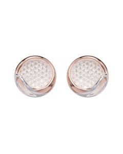 Unique & Co 3D Rose Gold & Sterling Silver CZ Sparkle Stud Earrings