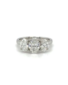 Platinum 2.40ct Oval Diamond G Si2 Three Stone Ring