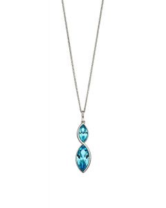 Fiorelli Sterling Silver Aqua Navette Twist Pendant & Chain P4800A