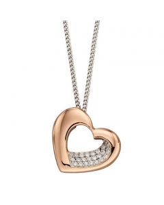 Fiorelli Rose Gold Plated Organic Heart with CZ Pendant (P4894C) 