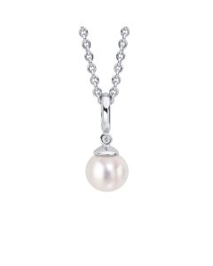 D for Diamond Children's Pearl Drop Pendant with Diamond