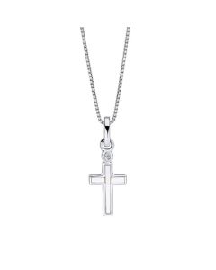 D for Diamond Children's Mother of Pearl Cross Pendant with Diamond