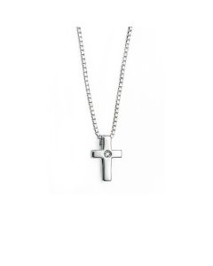 D for Diamond Children's Small Cross Pendant with Diamond