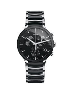 Rado Mens Centrix Quartz Chronograph Black Dial Bracelet Watch R30130152