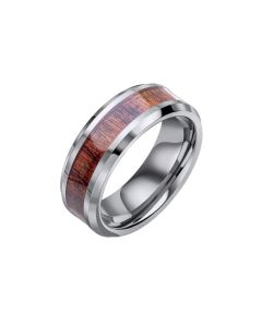 Fred Bennett Tungsten Ring with Brown Wood Inlay Size 65