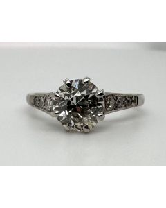 Platinum 1.64ct Old European Cut Diamond Solitaire Ring