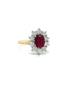 18ct Gold 1.41ct Ruby & 0.88ct Diamond Cluster Ring