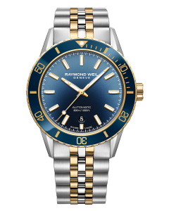 Raymond Weil Freelancer With Blue Dial and Two Tone Steel and Gold Bracelet