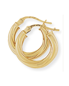 9ct Yellow Gold Twisted Hoop Earrings