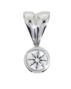 18ct White Gold 0.15ct rubover set diamond pendant