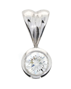 18ct White Gold 0.31ct rubover diamond pendant