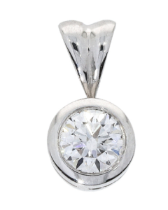 18ct White Gold 0.50ct rubover diamond pendant