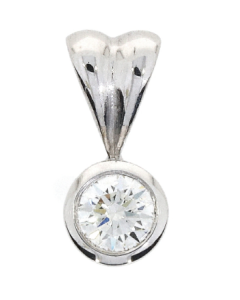 18ct White Gold 0.20ct rubover diamond pendant