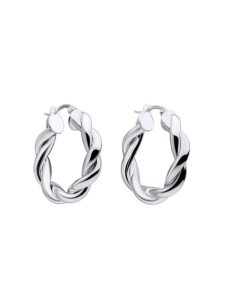 Silver Chunky Rope Twist Hoop Earrings