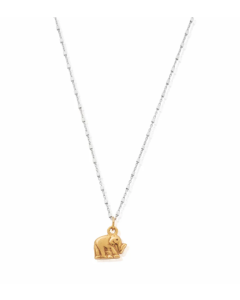 Chlobo Mixed Metal Delicate Cube Chain Elephant Necklace