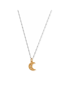 Chlobo Mixed Metal Delicate Cube Chain Starry Moon Necklace