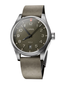 ORIS Men's ProPilot Date Automatic Green Dial Leather Strap Watch