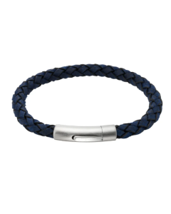 Unique & Co. 21cm Royal Blue Leather Bracelet with Steel Clasp
