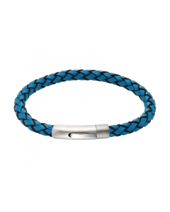 Unique & Co Men's Black Edge Turquoise Leather Bracelet 21cm