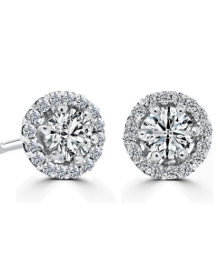 18ct White Gold 0.55ct Diamond halo stud earrings